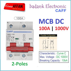 CAFF MCB DC C100 100A 1000V 2P Circuit Breaker Solar PV Panel Surya PLTS